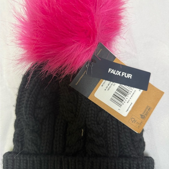 The North Face Black Beanie with Pink Pom - Picture 2 of 3